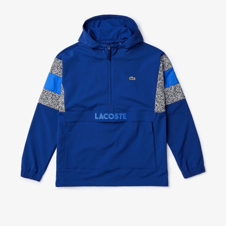 Lacoste SPORT Print-Blocked Performance Rüzgarlık Lacivert Mavi Siyah Beyaz Mavi | nUmUtmAR