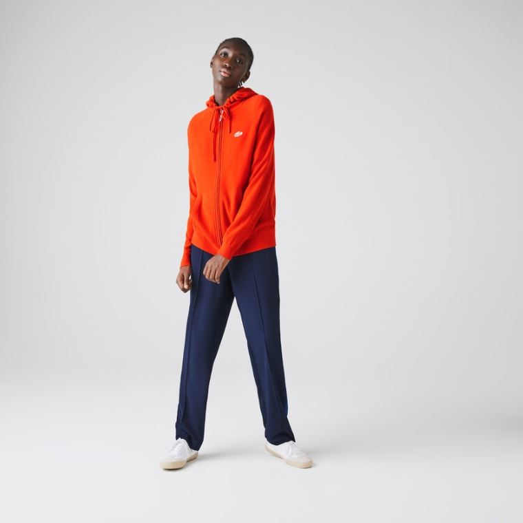 Lacoste SPORT Recycled Cashmere Zip Kazak Kırmızı | mbQEsNUL