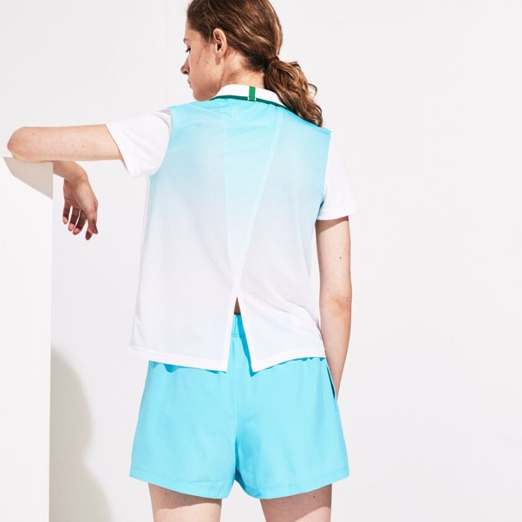 Lacoste SPORT Roland Garros Ombré-Print Polo Shirt Beyaz Turkuaz Yeşil | lAwdzRtA