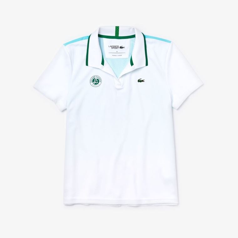 Lacoste SPORT Roland Garros Ombré-Print Polo Shirt Beyaz Turkuaz Yeşil | lAwdzRtA