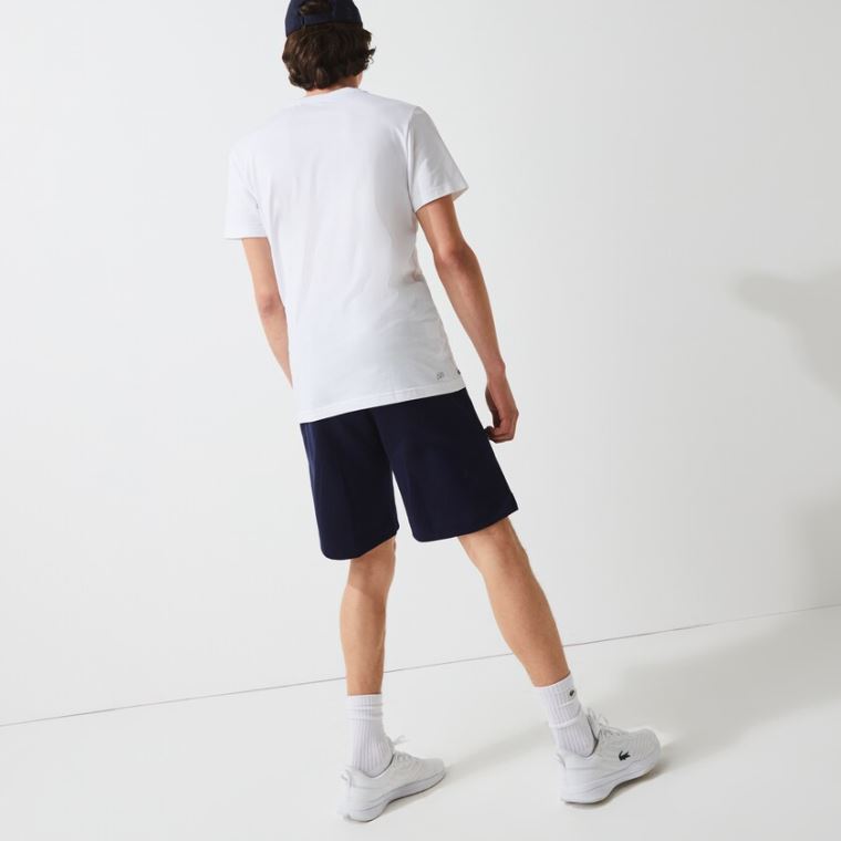 Lacoste SPORT Roland Garros Pamuklu Fleece Shorts Lacivert Mavi Yeşil Beyaz | 80MWxydU