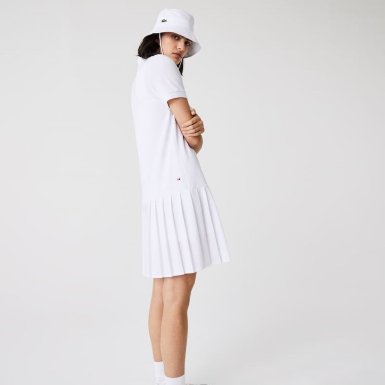 Lacoste SPORT Roland Garros Pleated Polo Elbise Beyaz Yeşil Lacivert Mavi | mvVSvBI5