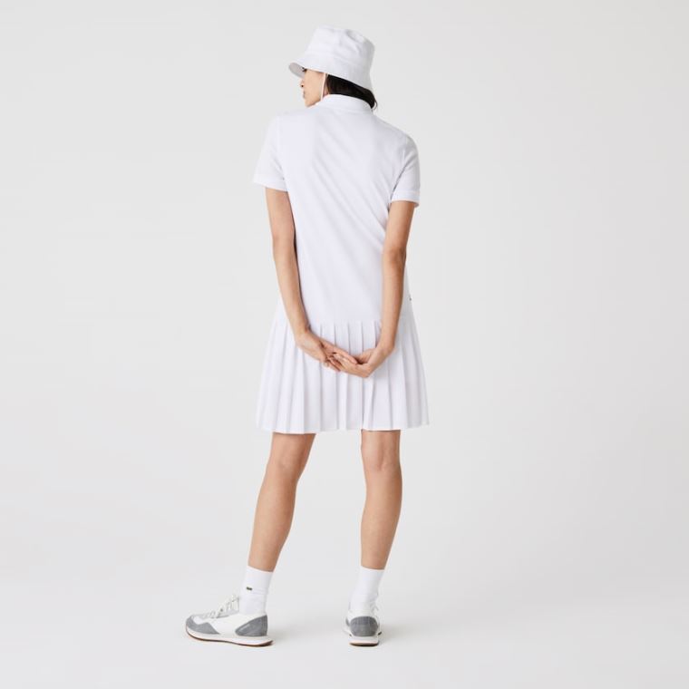 Lacoste SPORT Roland Garros Pleated Polo Elbise Beyaz Yeşil Lacivert Mavi | mvVSvBI5