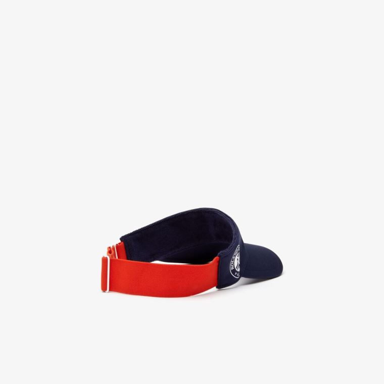 Lacoste SPORT Roland Garros Two-Tone Piqué Visor Lacivert Mavi Kırmızı Beyaz | WfP0AJuc