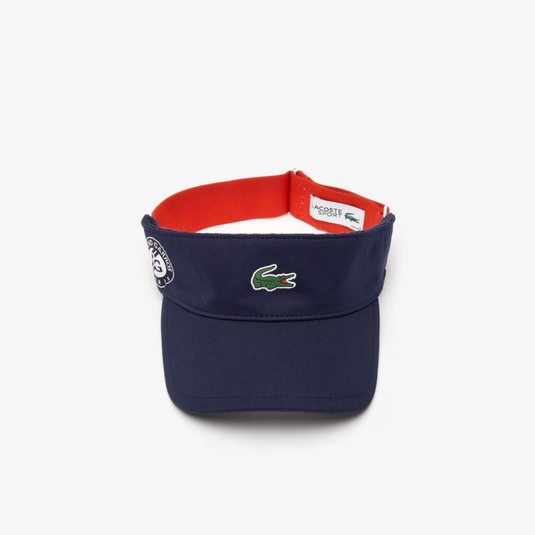 Lacoste SPORT Roland Garros Two-Tone Piqué Visor Lacivert Mavi Kırmızı Beyaz | WfP0AJuc