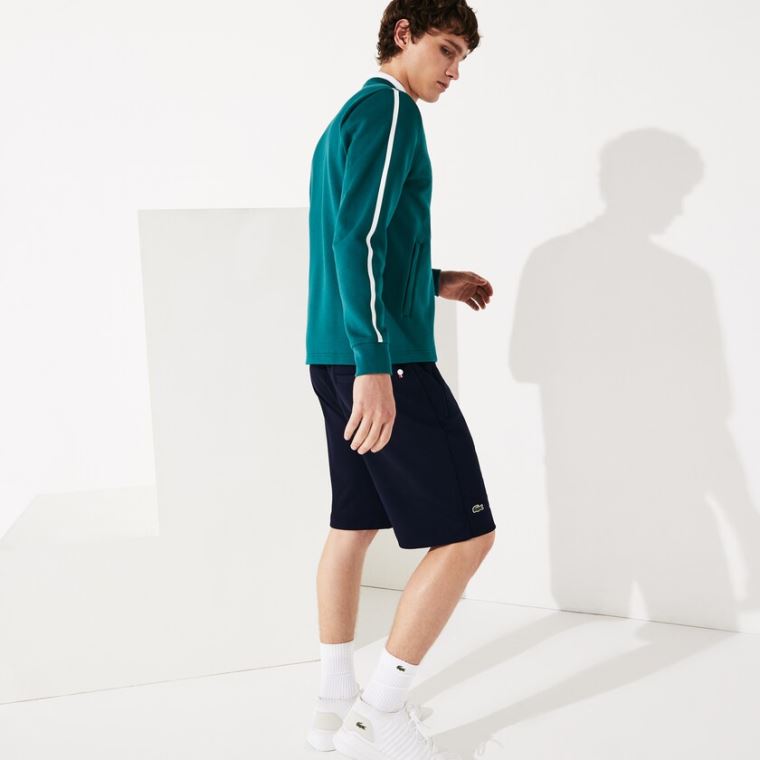 Lacoste SPORT Roland Garros V-Neck Zip Sweatshirt Yeşil Beyaz Kırmızı | 6OcbspeT