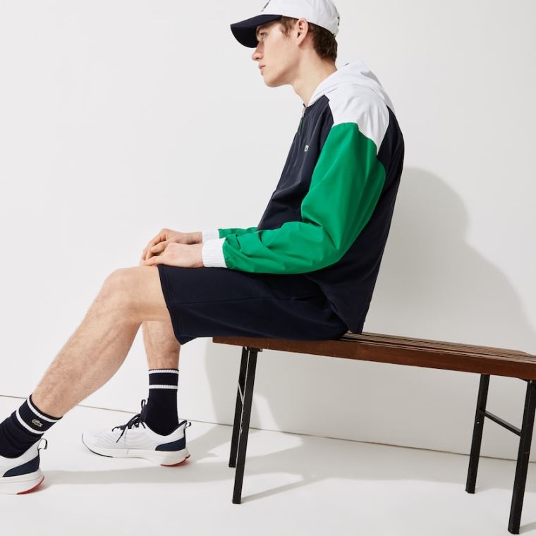 Lacoste SPORT Roland Garros Zip-Up Rüzgarlık Lacivert Mavi Yeşil Beyaz | MokW3FNj