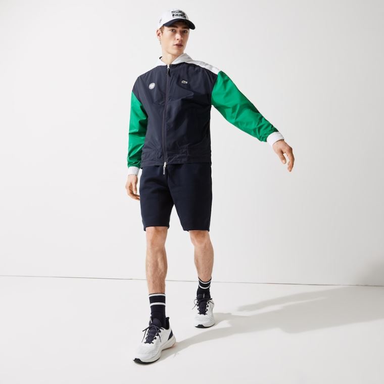 Lacoste SPORT Roland Garros Zip-Up Rüzgarlık Lacivert Mavi Yeşil Beyaz | MokW3FNj