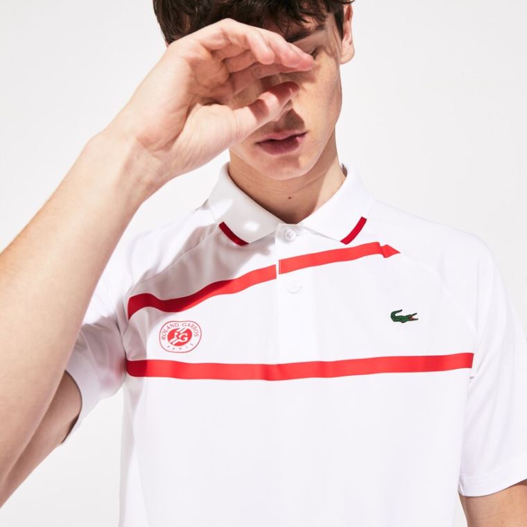 Lacoste SPORT Roland Garros x Novak Djokovic Polo Shirt Beyaz Kırmızı | 2r1rD0ke