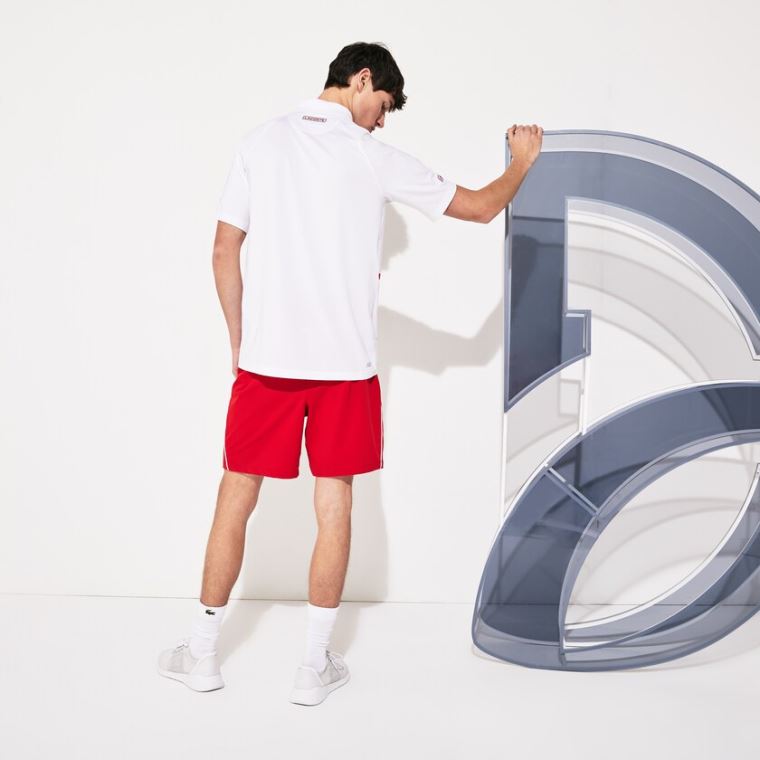 Lacoste SPORT Roland Garros x Novak Djokovic Polo Shirt Beyaz Kırmızı | 2r1rD0ke