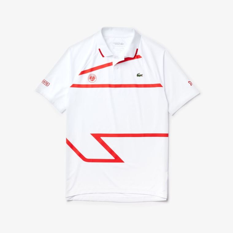 Lacoste SPORT Roland Garros x Novak Djokovic Polo Shirt Beyaz Kırmızı | 2r1rD0ke