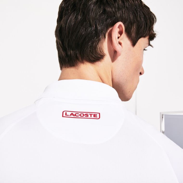 Lacoste SPORT Roland Garros x Novak Djokovic Polo Shirt Beyaz Kırmızı | 2r1rD0ke