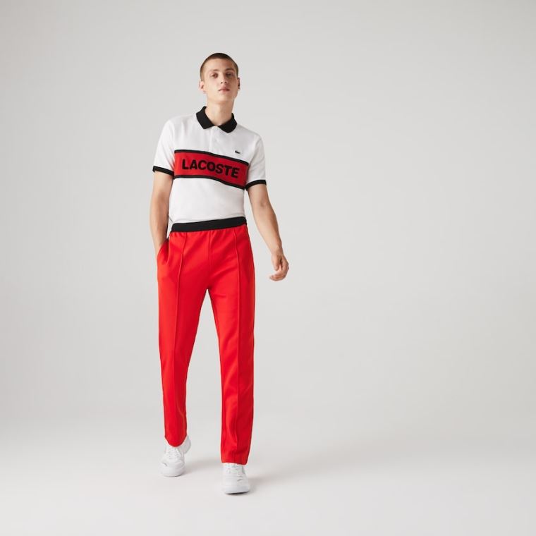 Lacoste SPORT Run-resistant Pleated Tracksuit Pants Kırmızı Siyah Beyaz | 3mjpylZW