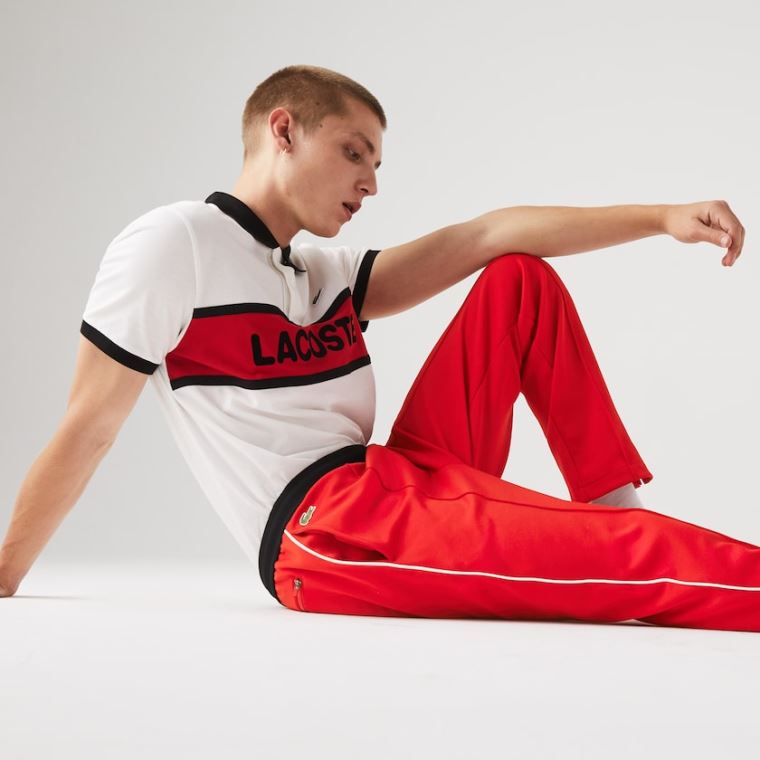 Lacoste SPORT Run-resistant Pleated Tracksuit Pants Kırmızı Siyah Beyaz | 3mjpylZW