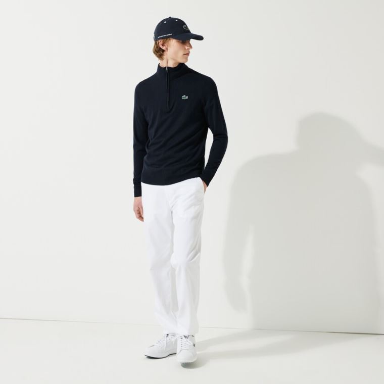 Lacoste SPORT Solid Nefes Alabilir Knit Zip Collar Golf Kazak Lacivert Mavi | 2aECK6Xg