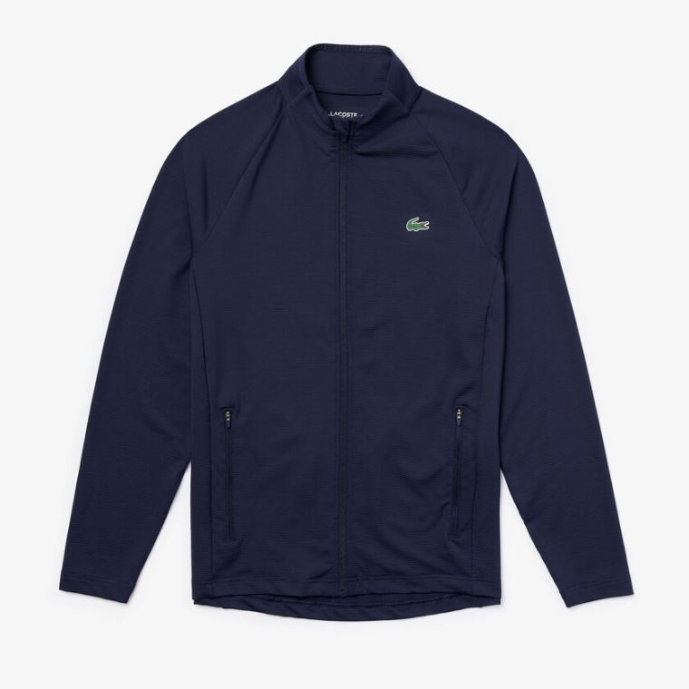 Lacoste SPORT Stretch Ergonomic Zippered Golf Jacket Lacivert Mavi | JvaDBrVP