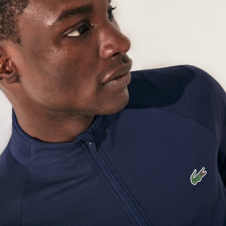 Lacoste SPORT Stretch Ergonomic Zippered Golf Jacket Lacivert Mavi | JvaDBrVP