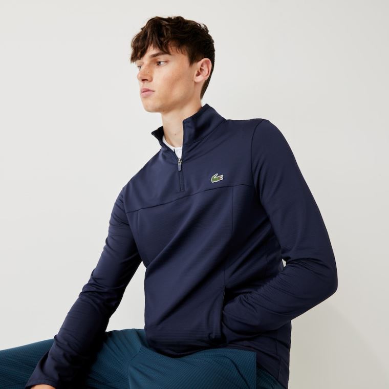 Lacoste SPORT Stretch Zippered Collar Sweatshirt Lacivert Mavi | Pdzx5uA0