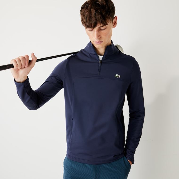 Lacoste SPORT Stretch Zippered Collar Sweatshirt Lacivert Mavi | Pdzx5uA0