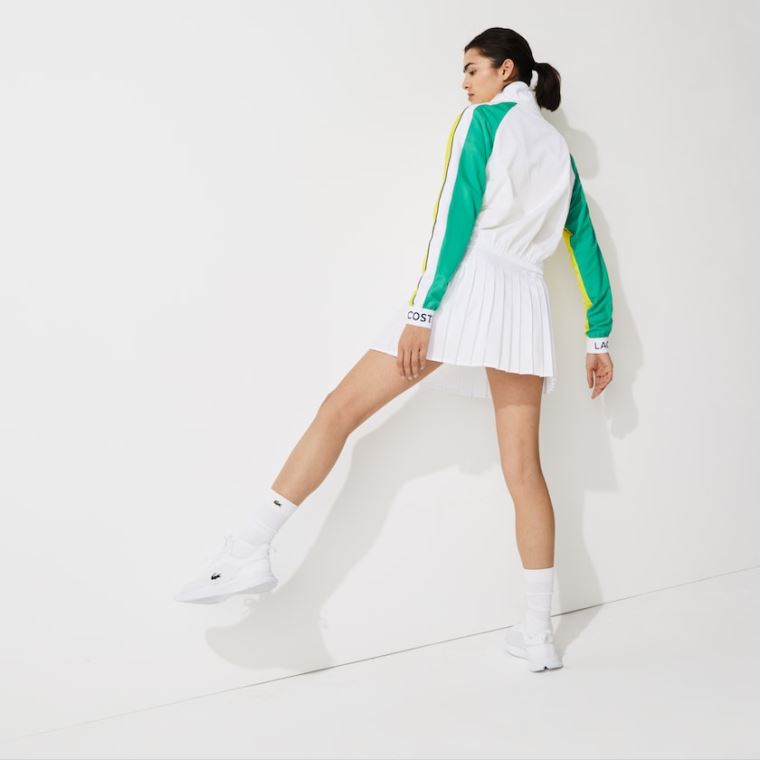 Lacoste SPORT Su-Resistant Zip Tenis Jacket Beyaz Yeşil Sarı Lacivert Mavi | ObpXoQDf