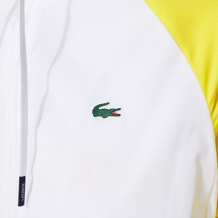 Lacoste SPORT Su-Resistant Zip Tenis Jacket Beyaz Yeşil Sarı Lacivert Mavi | ObpXoQDf