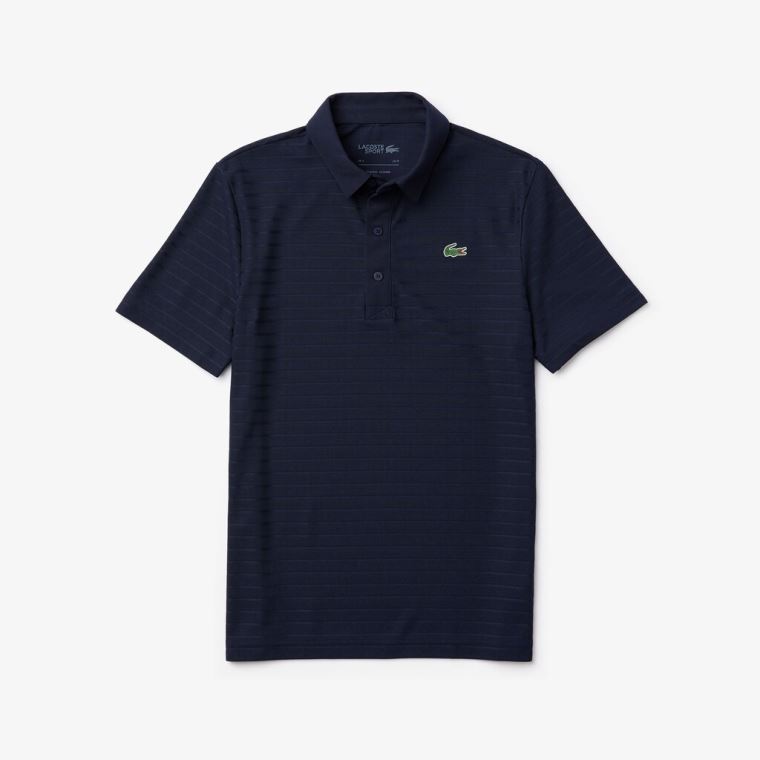 Lacoste SPORT Textured Nefes Alabilir Golf Polo Shirt Lacivert Mavi | ndqHtLMS