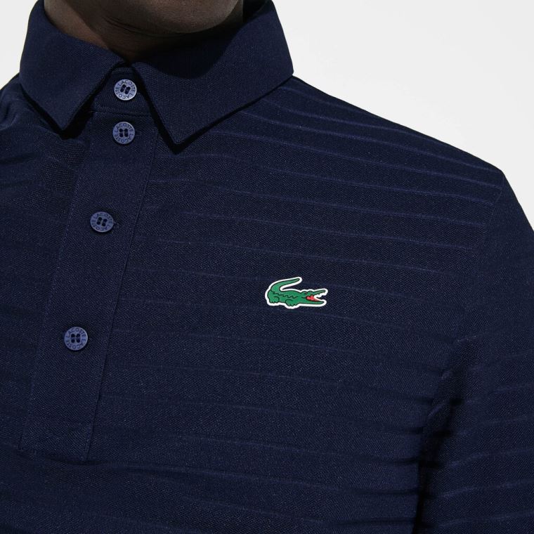 Lacoste SPORT Textured Nefes Alabilir Golf Polo Shirt Lacivert Mavi | ndqHtLMS