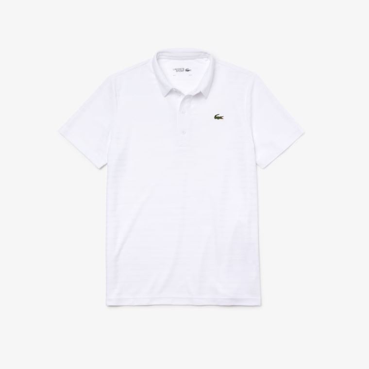 Lacoste SPORT Textured Nefes Alabilir Golf Polo Shirt Beyaz | pNKKBP0u