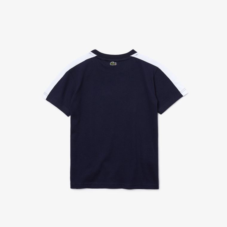 Lacoste SPORT Two-Tone T-shirt Lacivert Mavi Beyaz | BNqjFEIO