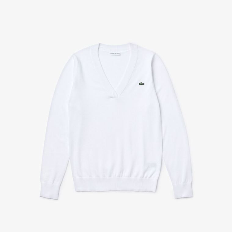 Lacoste SPORT V-neck Kazak Beyaz | 3hfHOMyl