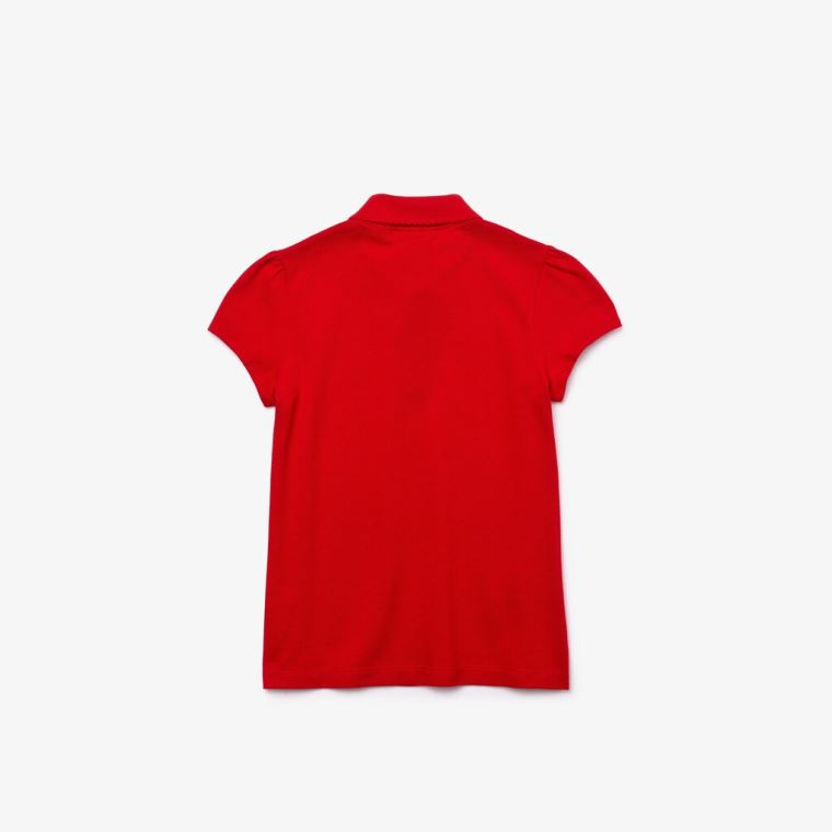 Lacoste Scalloped Collar Mini Piqué Polo Shirt Kırmızı | 8mr157R0