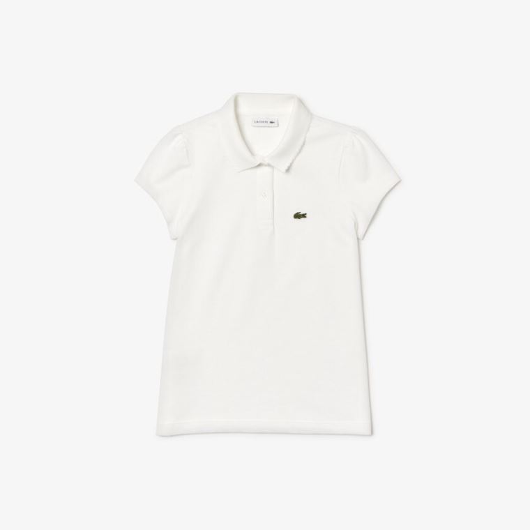 Lacoste Scalloped Collar Mini Piqué Polo Shirt Beyaz | YPKAExeA