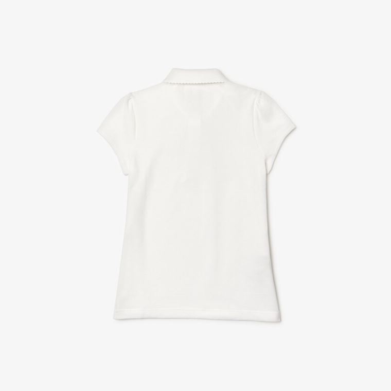 Lacoste Scalloped Collar Mini Piqué Polo Shirt Beyaz | YPKAExeA