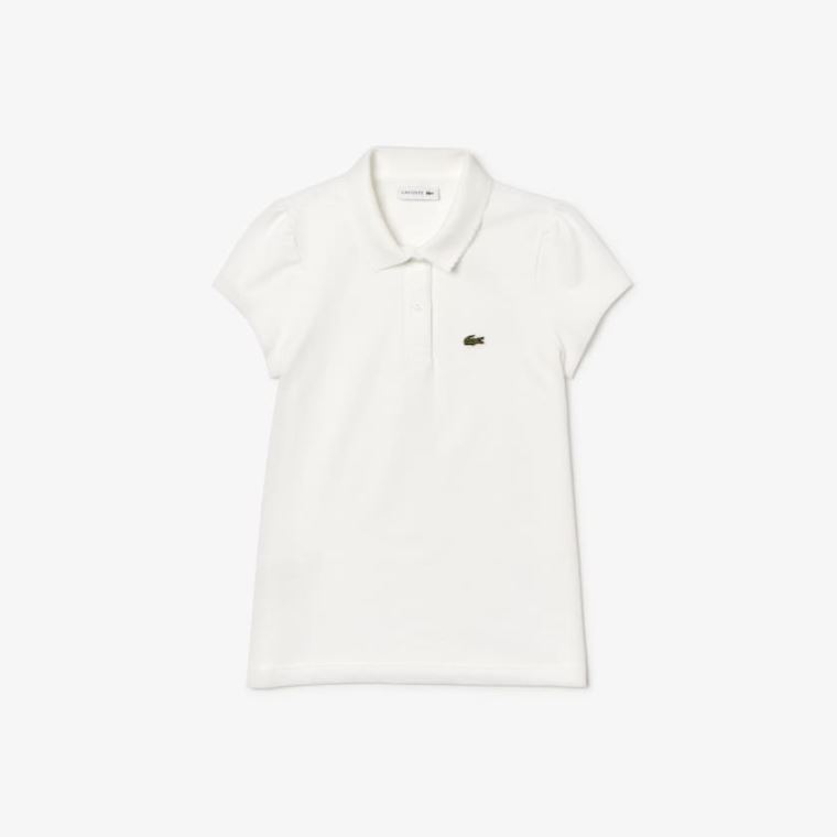 Lacoste Scalloped Collar Mini Piqué Polo Shirt Beyaz | YPKAExeA