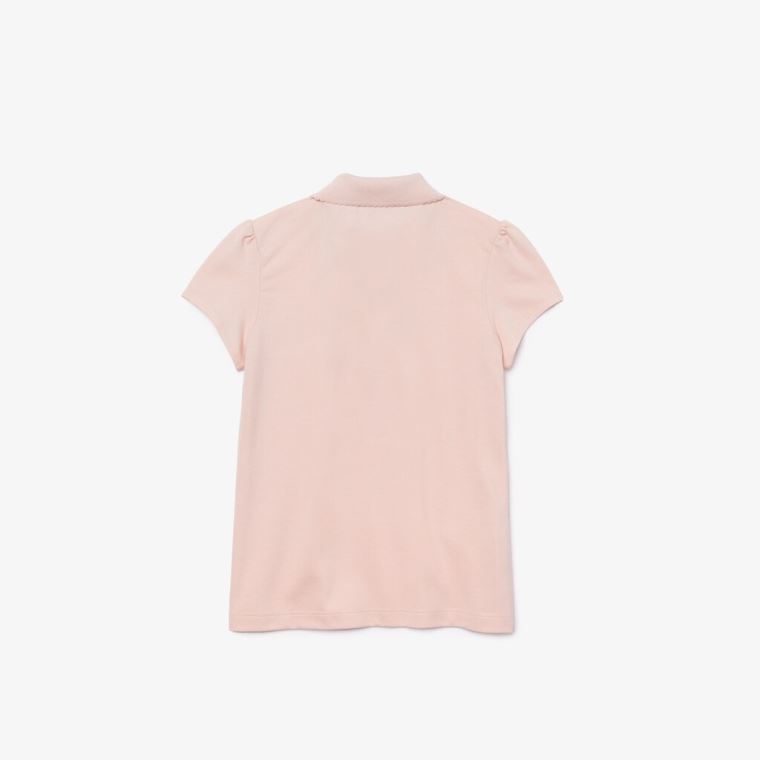 Lacoste Scalloped Collar Mini Piqué Polo Shirt Açık Pembe | pDk2v9WU