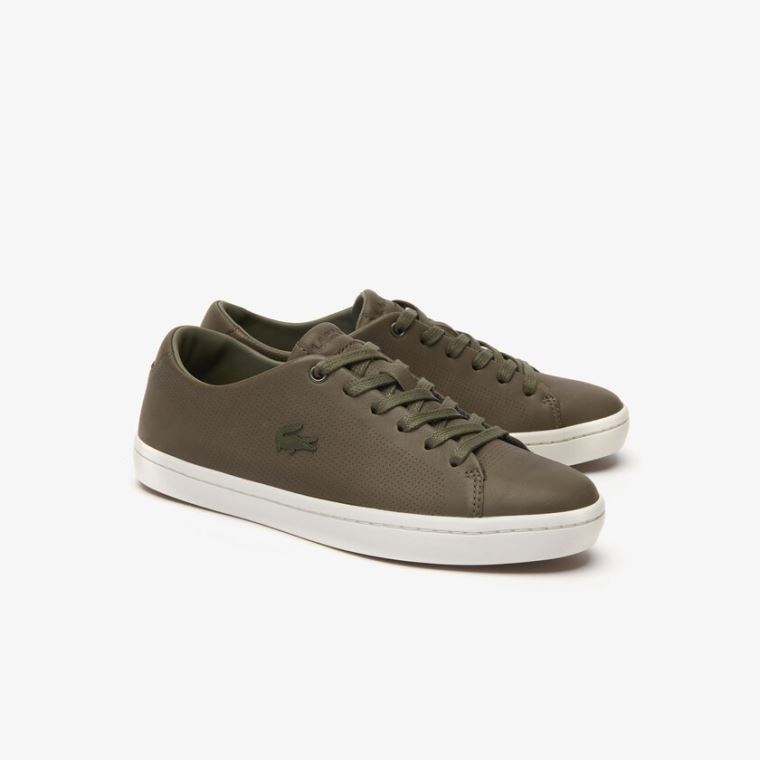 Lacoste Showcourt 2.0 Deri Sneakers Koyu Haki Beyaz | 2JCyKJbq