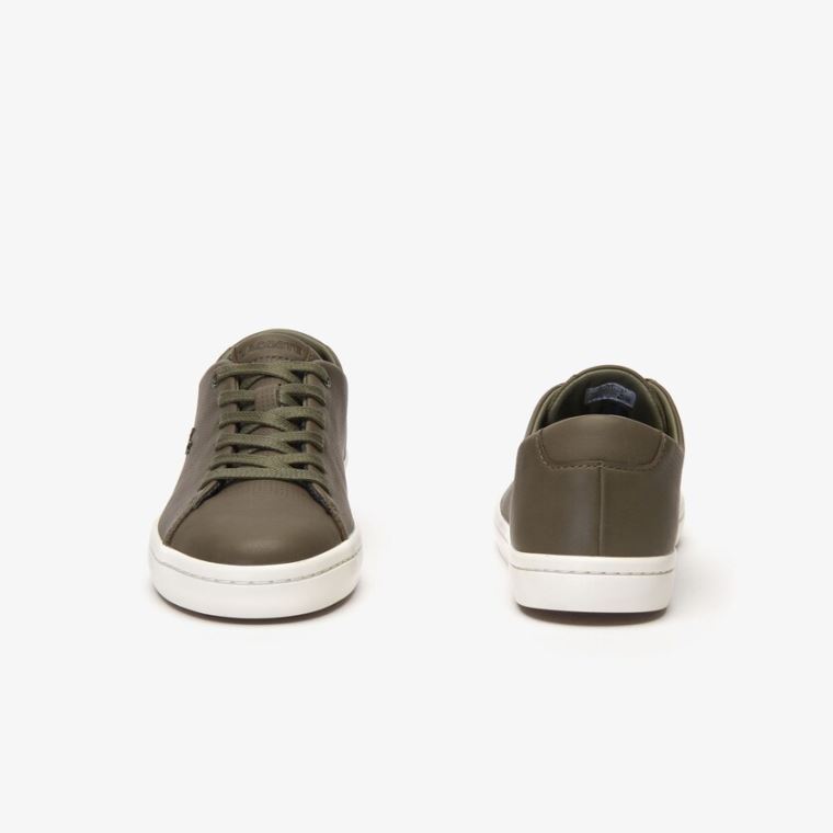 Lacoste Showcourt 2.0 Deri Sneakers Koyu Haki Beyaz | 2JCyKJbq