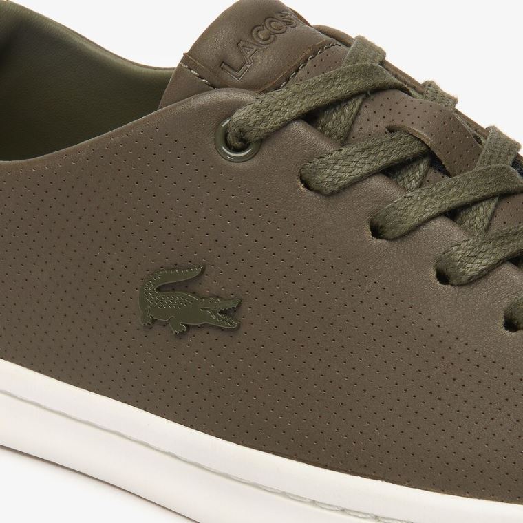 Lacoste Showcourt 2.0 Deri Sneakers Koyu Haki Beyaz | 2JCyKJbq