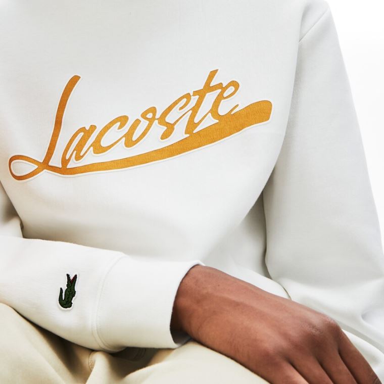 Lacoste Signature Print Crew Neck Sweatshirt Beyaz | TEL7xr8o