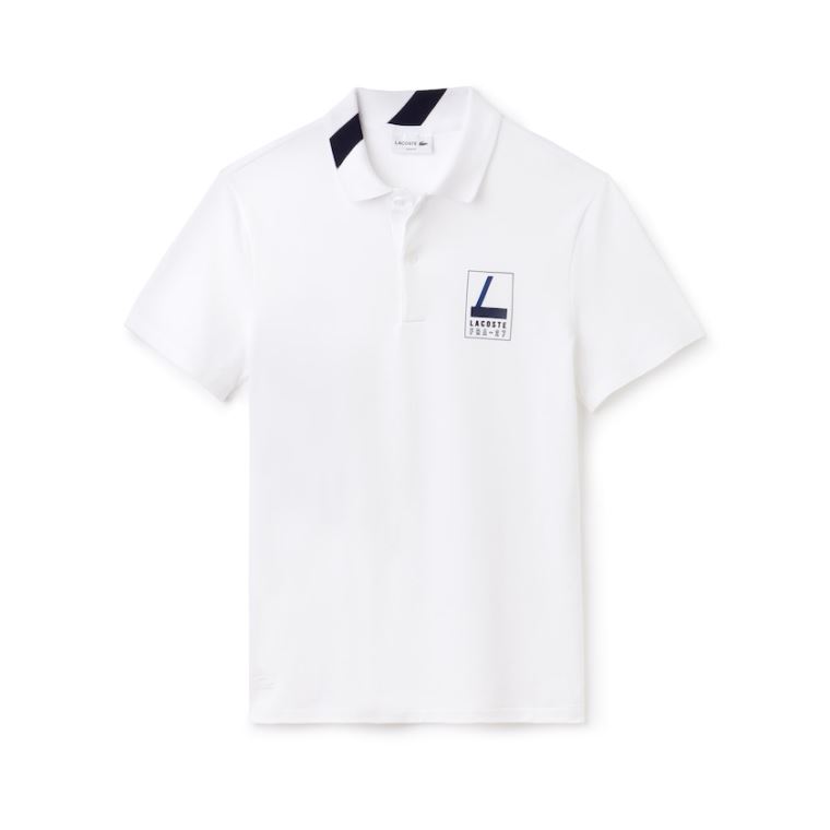 Lacoste Slim Fit Lettering Stretch Mini Piqué Polo Beyaz Lacivert Mavi | KtWmwGpJ