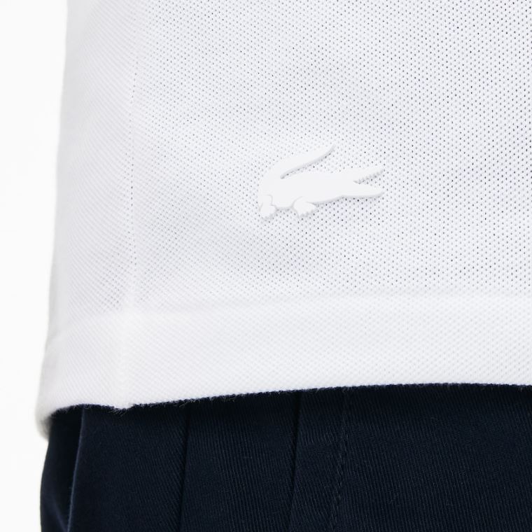 Lacoste Slim Fit Lettering Stretch Mini Piqué Polo Beyaz Lacivert Mavi | KtWmwGpJ