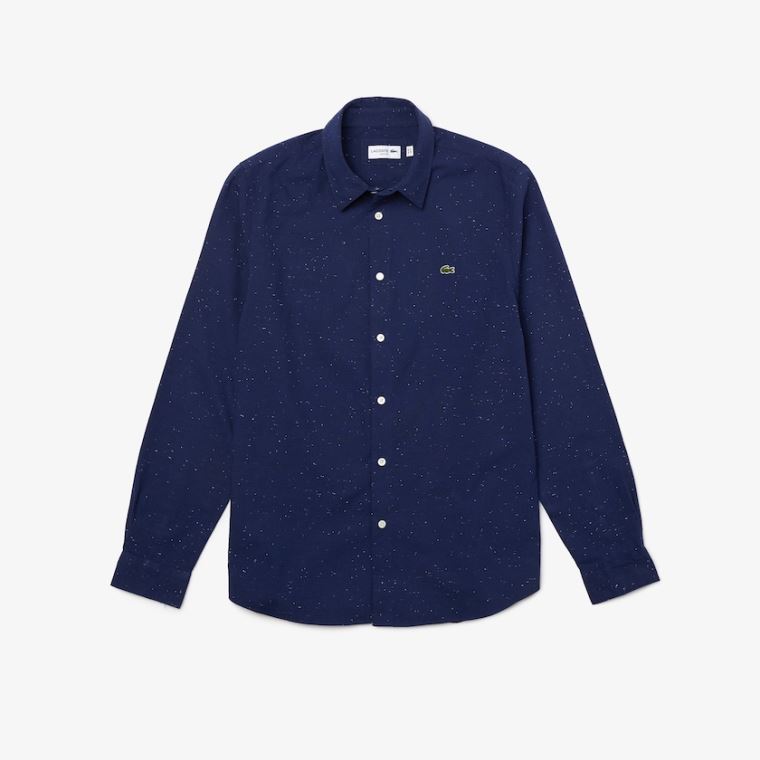 Lacoste Slim Fit Pamuklu Chambray Shirt Mavi Beyaz | DFfKWPtP