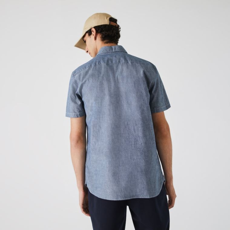 Lacoste Slim Fit Pamuklu Chambray Shirt Mavi | OQ3JvUaG