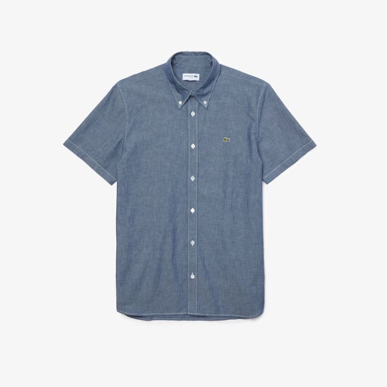 Lacoste Slim Fit Pamuklu Chambray Shirt Mavi | OQ3JvUaG