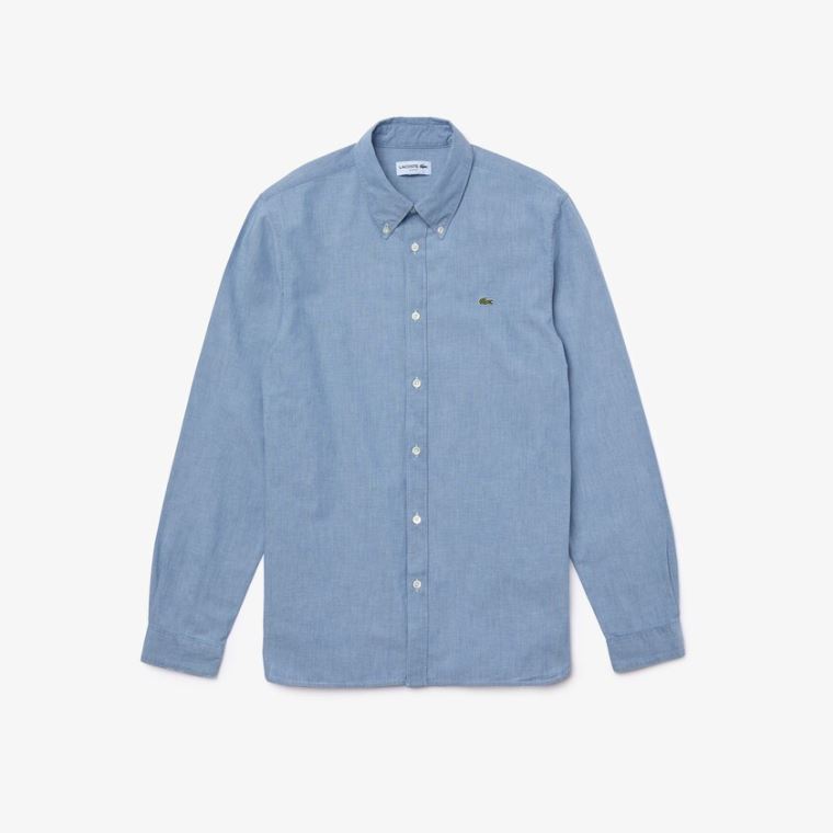 Lacoste Slim Fit Pamuklu Chambray Shirt Mavi | vYh9VJIr