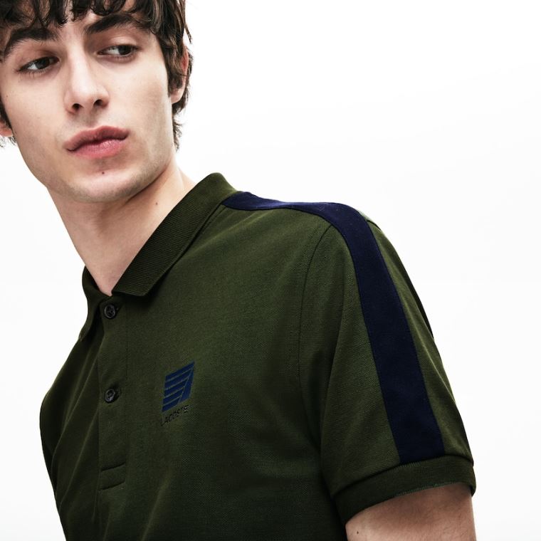 Lacoste Slim Fit Pamuklu Mini Piqué Polo Haki Yeşil Lacivert Mavi | vOf5OqnU