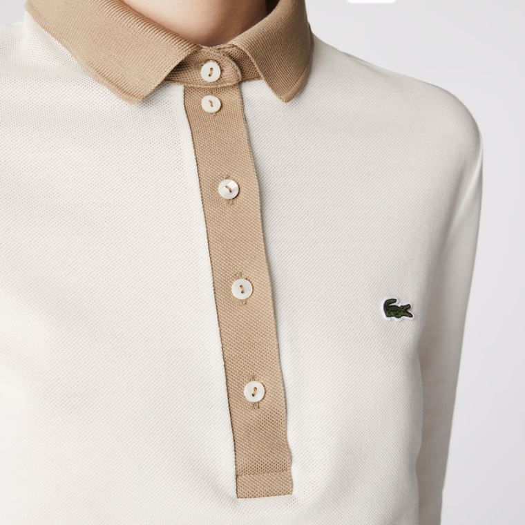 Lacoste Slim Fit Pamuklu Polo Shirt Beyaz Bej Rengi | jJCI2yrA