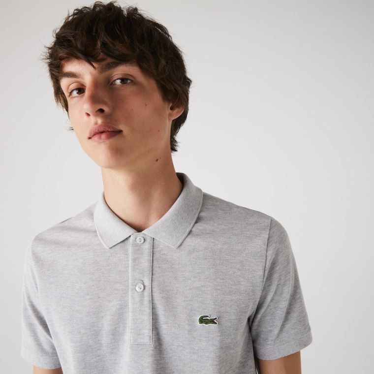 Lacoste Slim Fit Polo in Petit Piqué Gri | zeHSkAHy