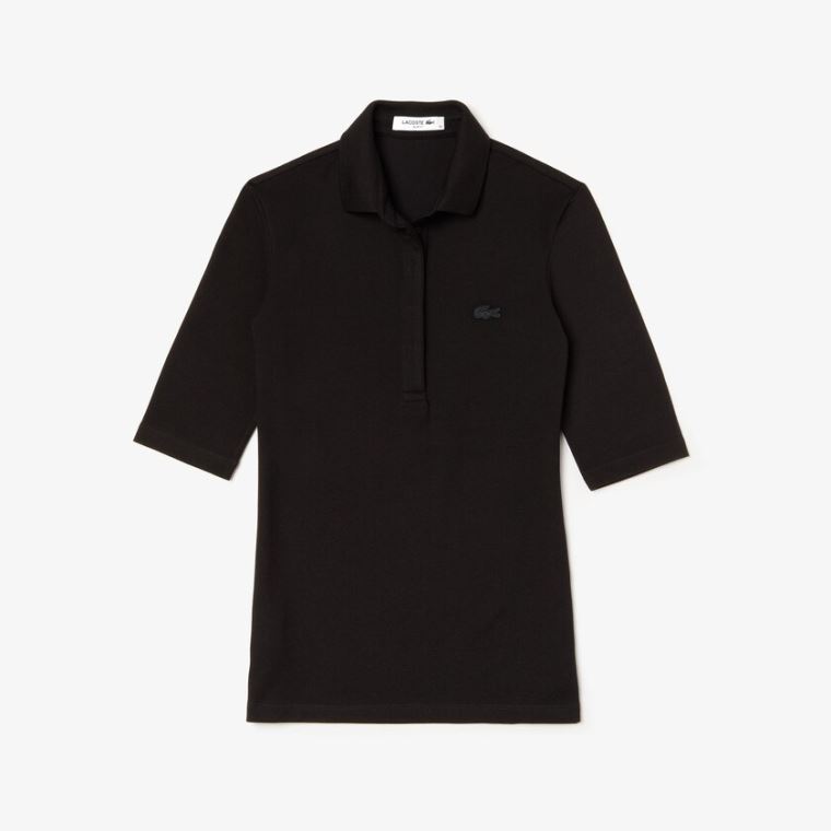 Lacoste Slim Fit Stretch Mini Piqué Polo Shirt Siyah | YoMYvBYG