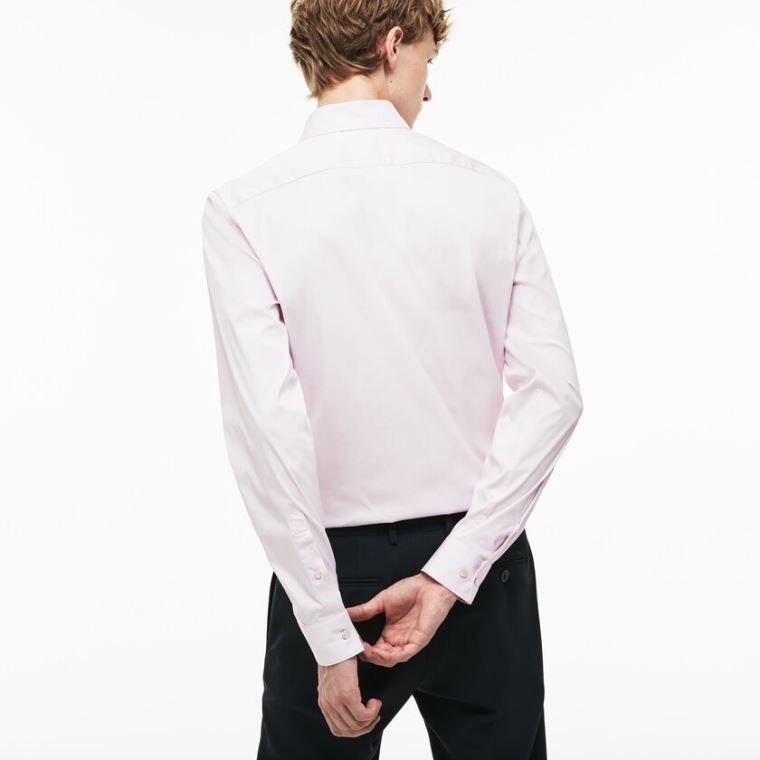 Lacoste Slim Fit Stretch Pamuklu Poplin Shirt Pembe | GrB2HKVc